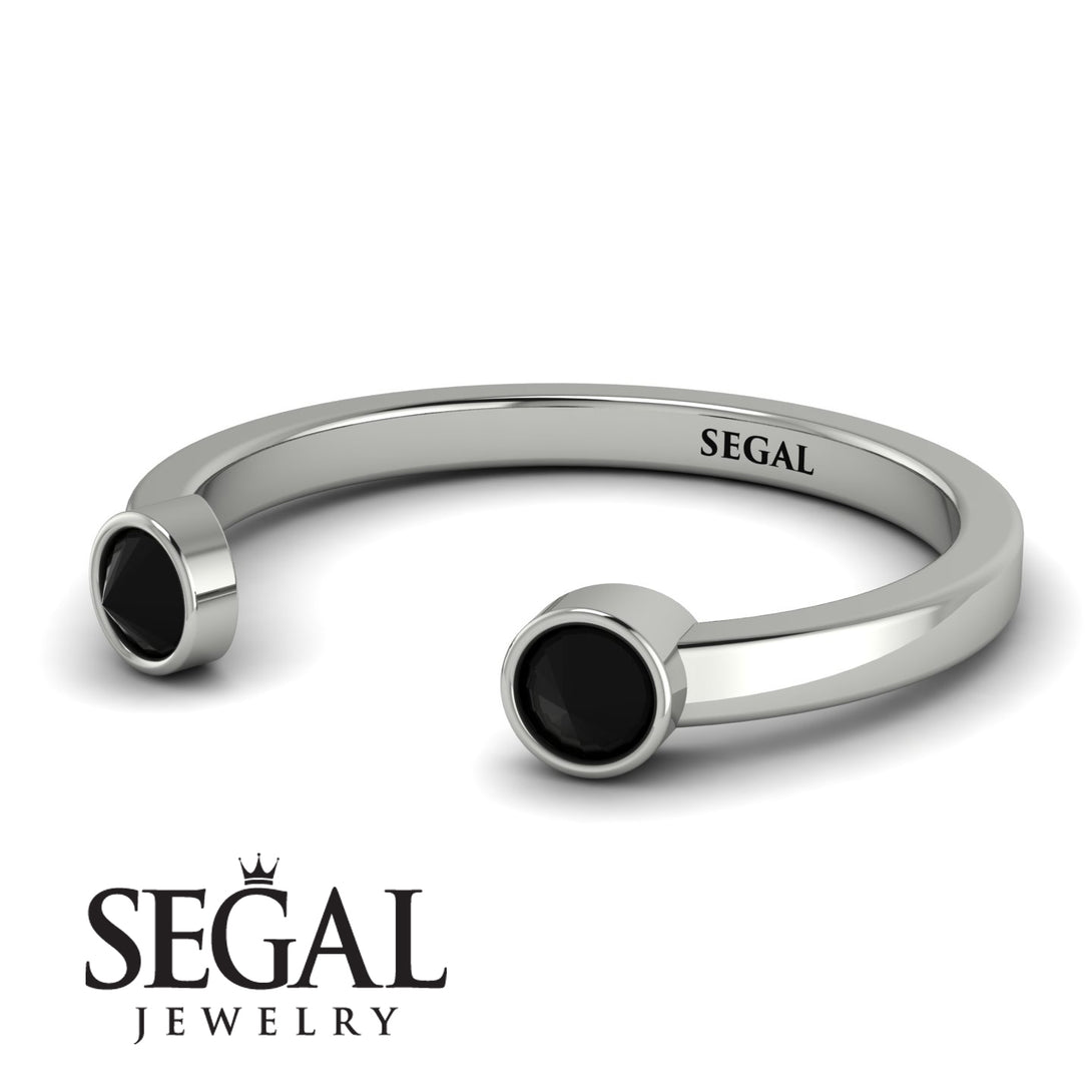 Upside Down Diamond Open Black Diamond Ring - Melody No. 9