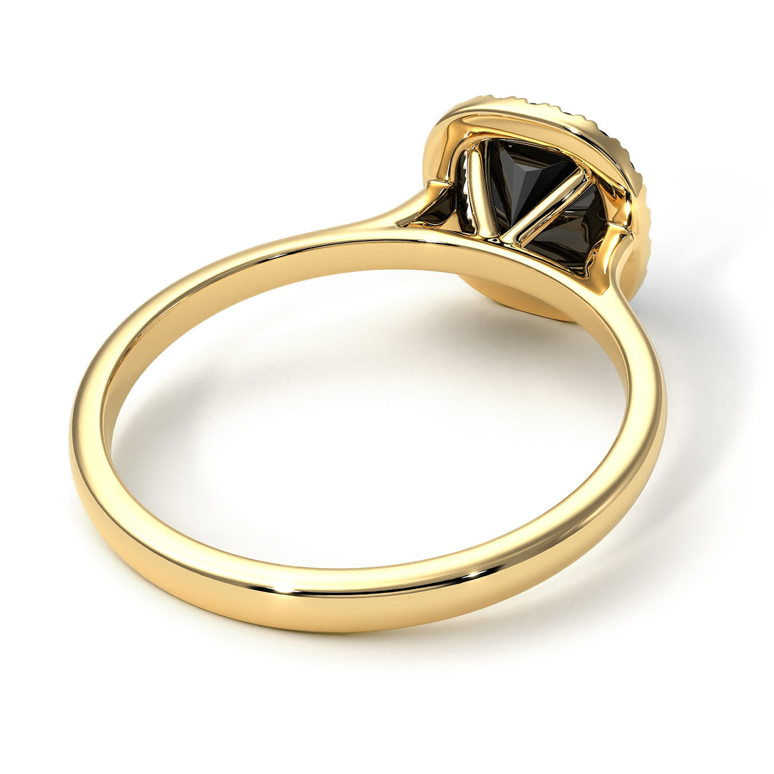 Vintage Classic Halo Cushion Black Diamond Ring - Skylar No. 7