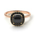 Two Tones Vintage Classic Halo Cushion Black Diamond Ring - Skylar No. 79