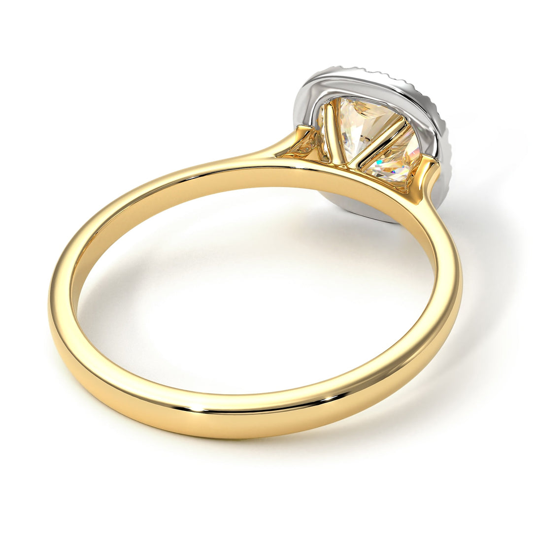 Two Tones Vintage Classic Halo Cushion Diamond Ring - Skylar No. 77