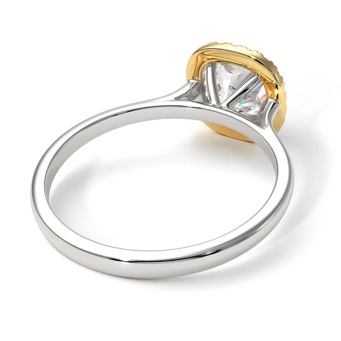 Two Tones Vintage Classic Halo Cushion Diamond Ring - Skylar No. 77