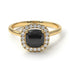 Vintage Classic Halo Cushion Black Diamond Ring - Skylar No. 7