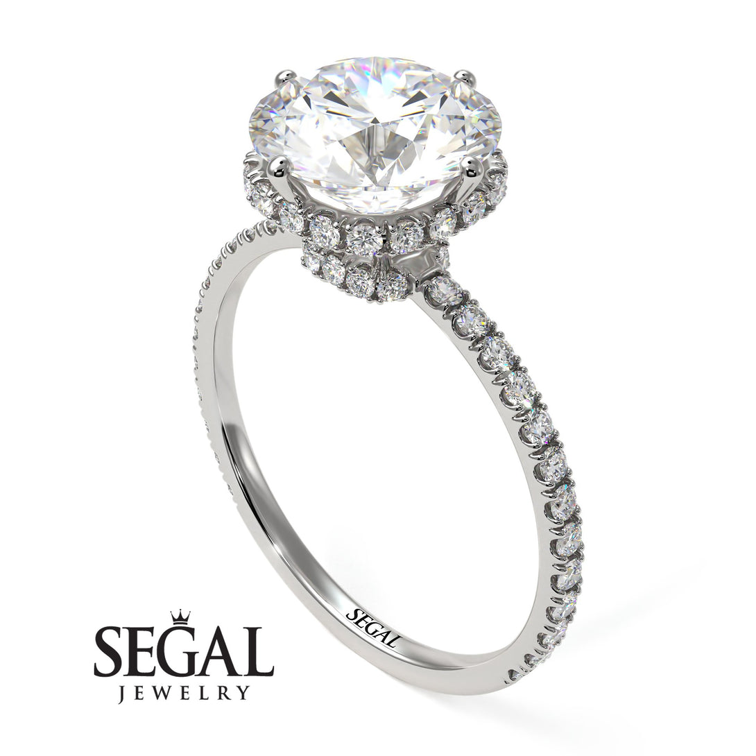 Double Hidden Halo Diamond Engagement Ring - Angelina No. 3