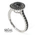 Double Halo Black Diamond Ring - Zoey No. 33