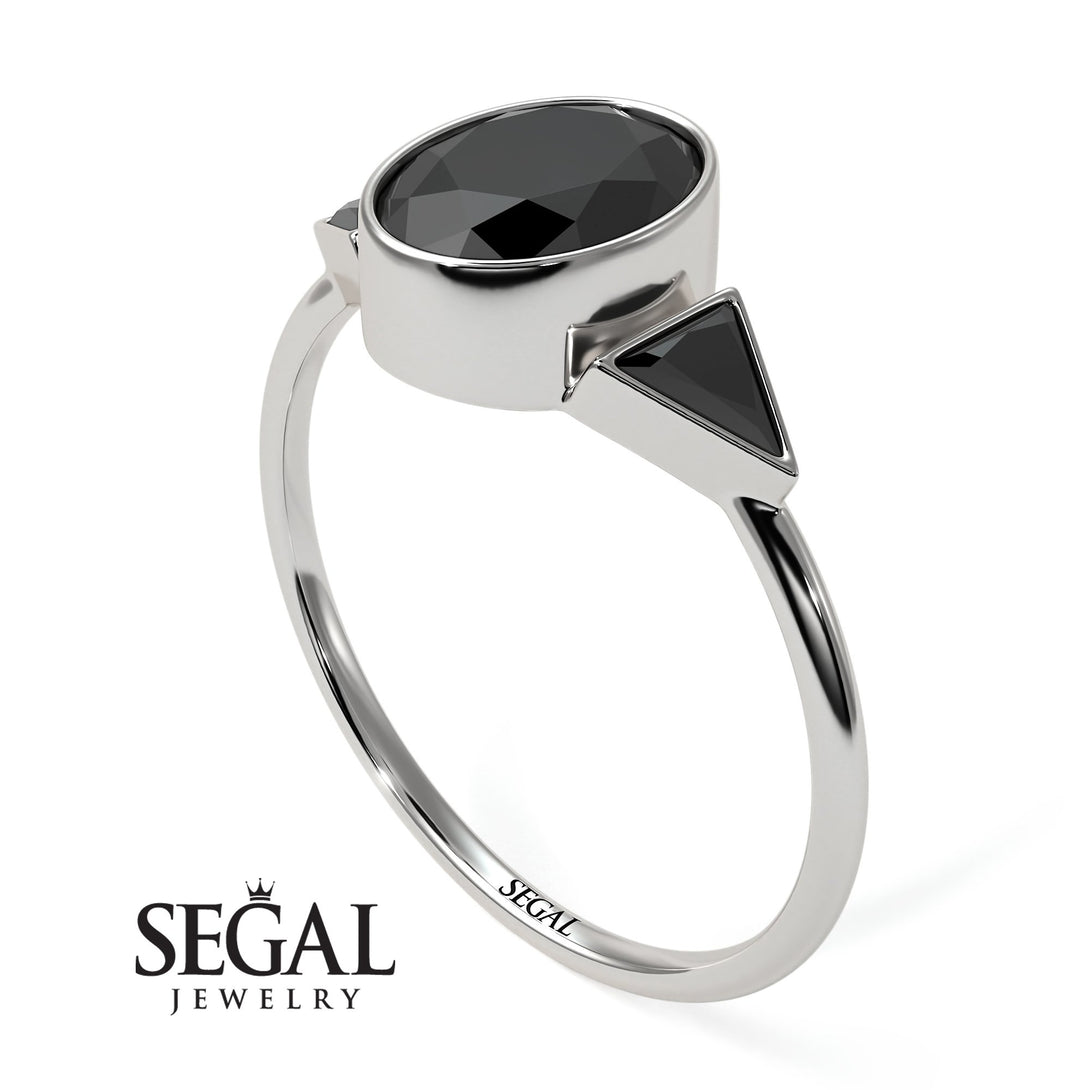 Geometrical Bezel Black Diamond Ring - Trinity No. 39