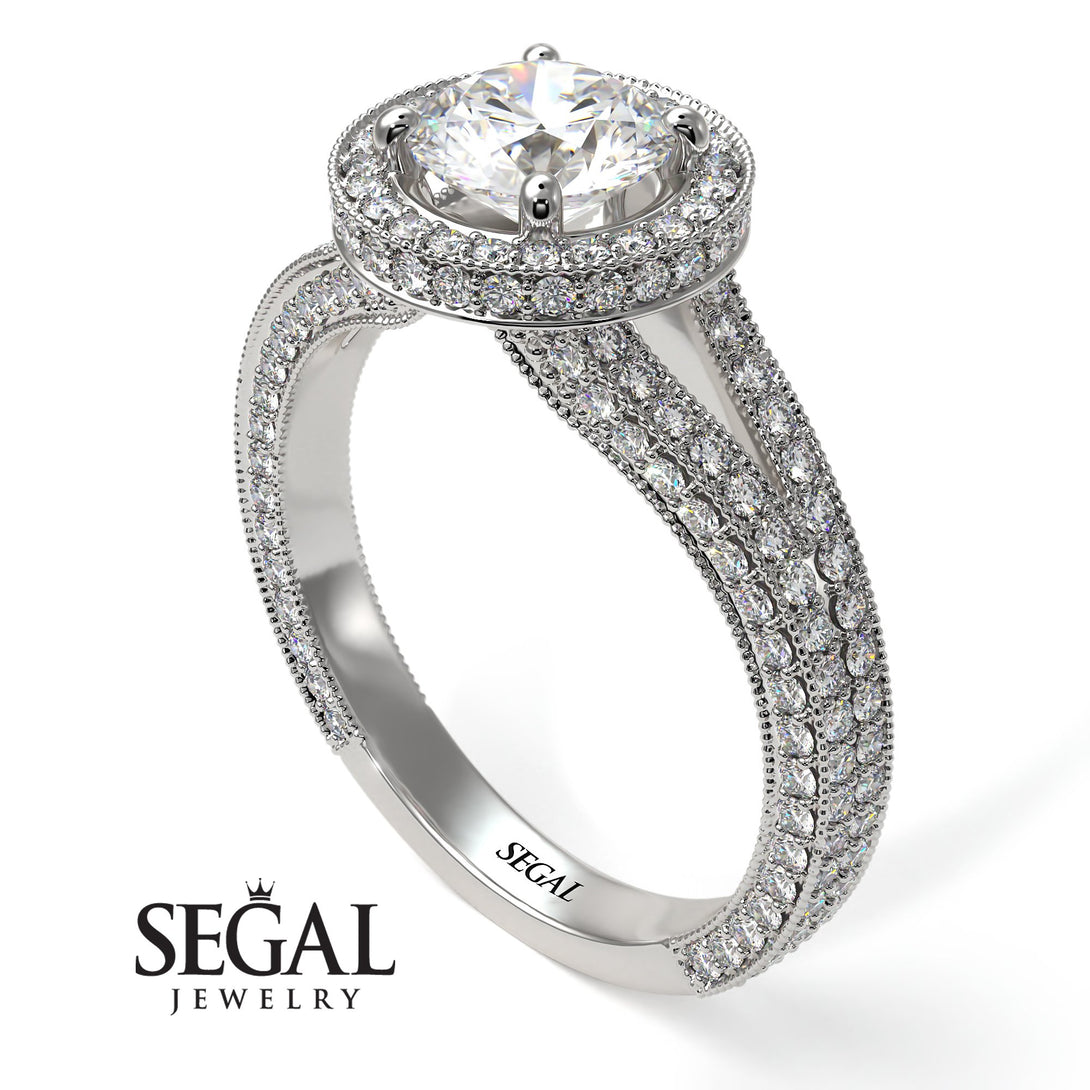 Milgrain Round Diamond Engagement Ring - Payton No. 3
