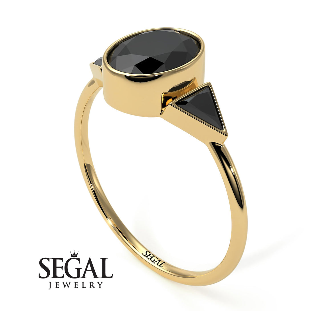 Geometrical Bezel Black Diamond Ring - Trinity No. 37
