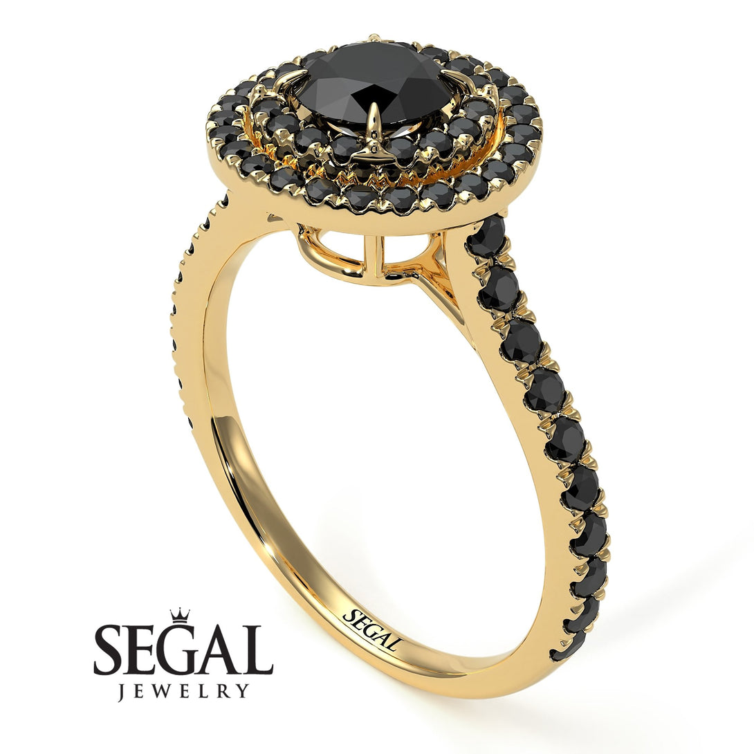 Double Halo Black Diamond Ring - Zoey No. 31