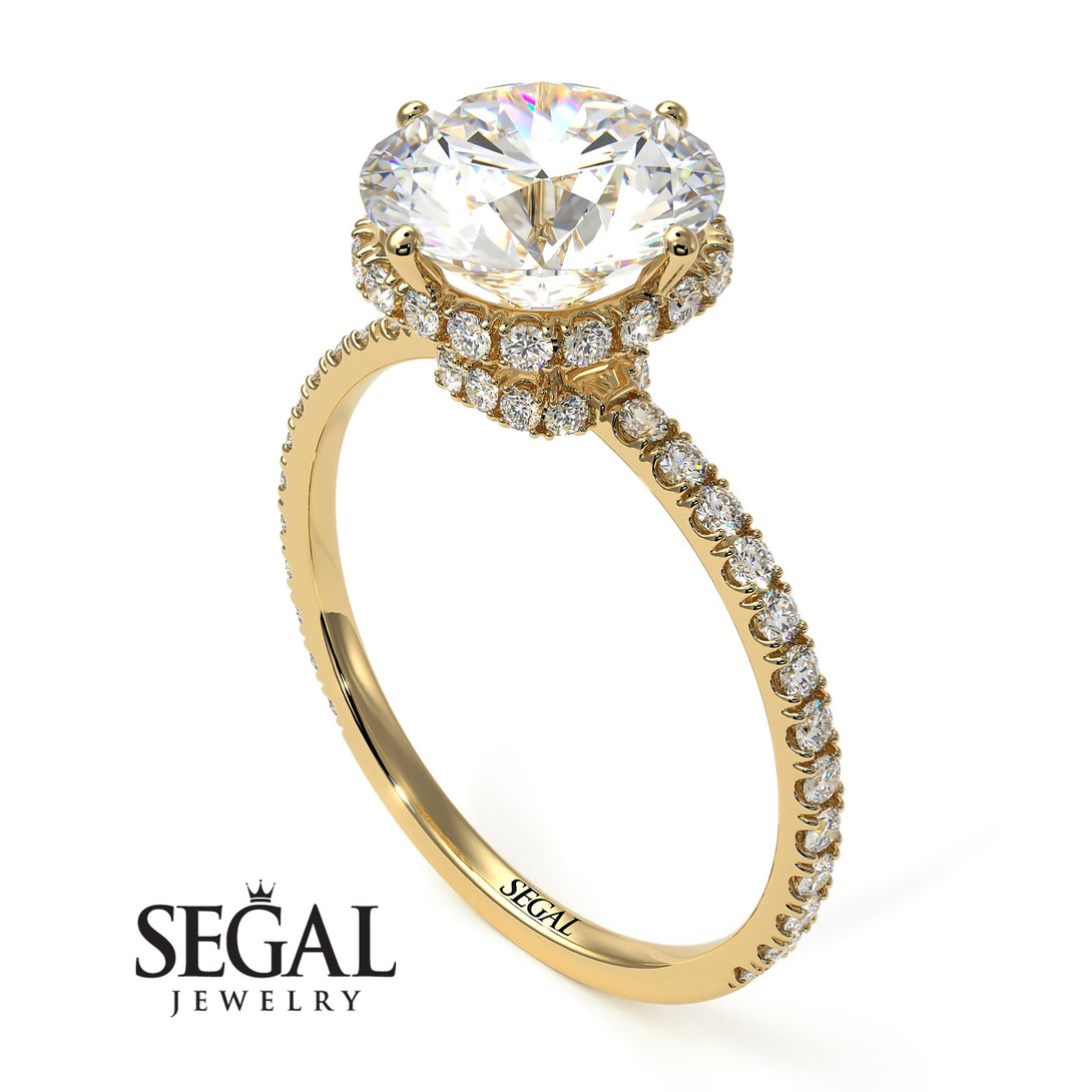 Double Hidden Halo Diamond Engagement Ring - Angelina No. 1