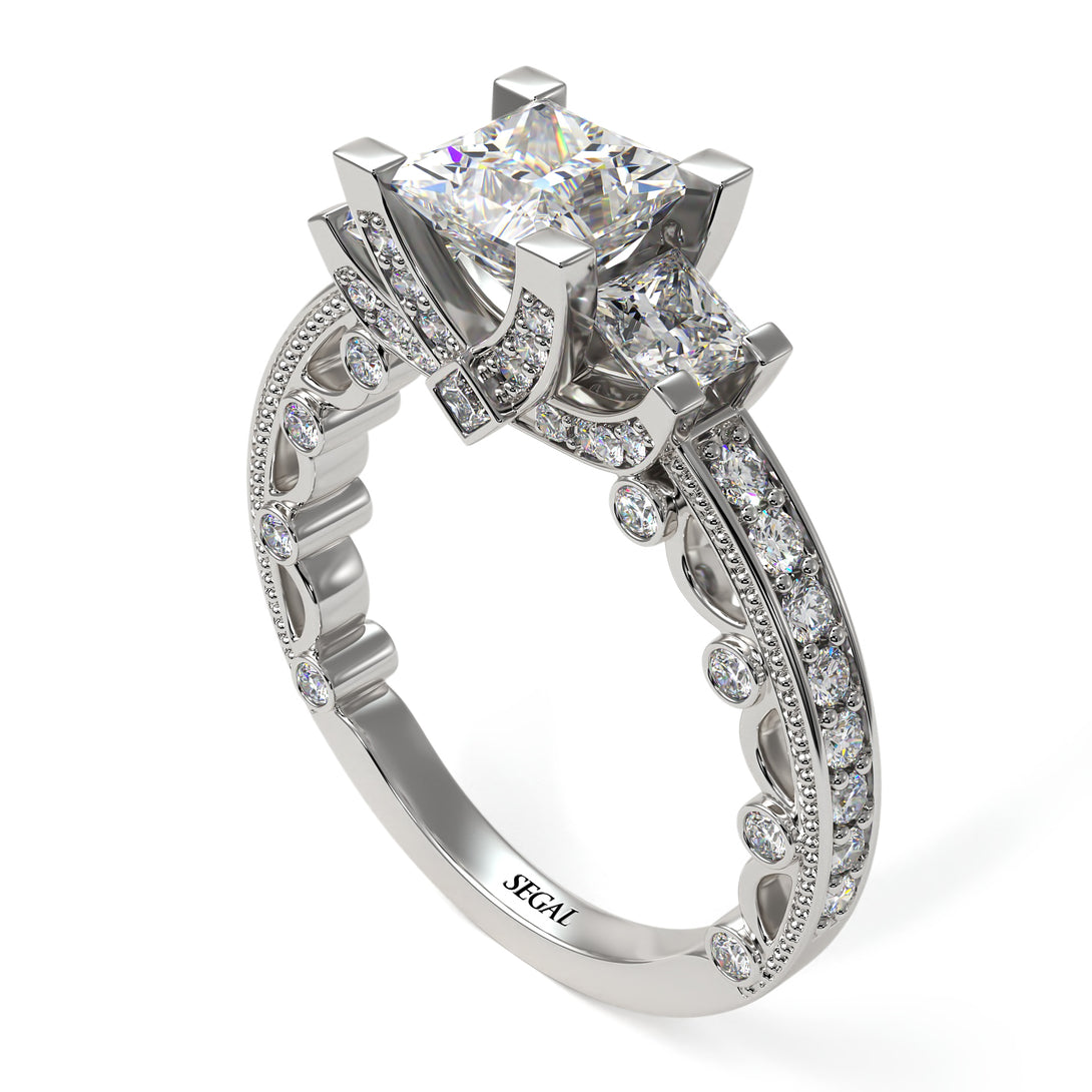 Modern Geometric Diamond Gold Engagement Ring - Beverly No. 3