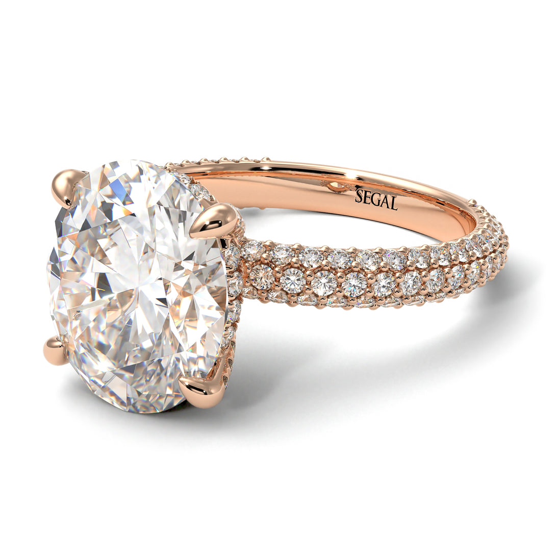 Oval Cut Diamond Classic Pave Engagement Ring - Irene No. 2