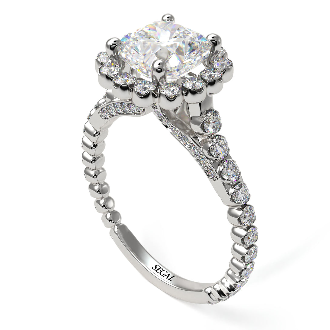 Modern Diamond Cushion Cut Engagement Ring - Uma No. 3