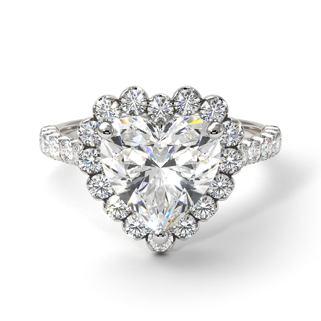 Halo Heart Diamond Pave Engagement Ring - Gail No. 3
