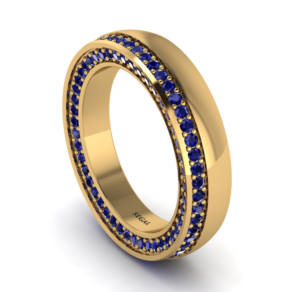 1.2Ct Sapphire Double Halo Wedding Band - Lux No. 13