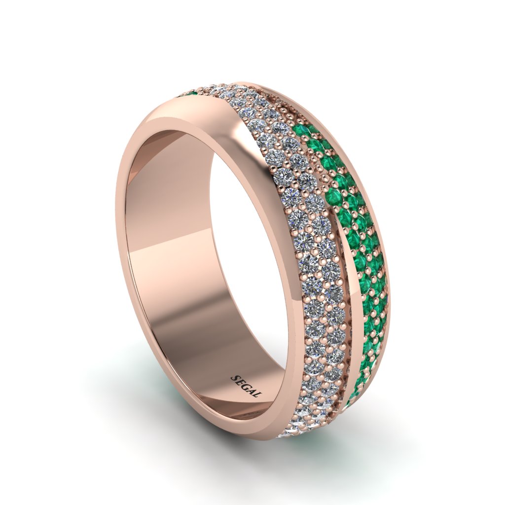 1.4Ct Diamond & Emerald Eternity Wedding Ring - Merritt No. 17
