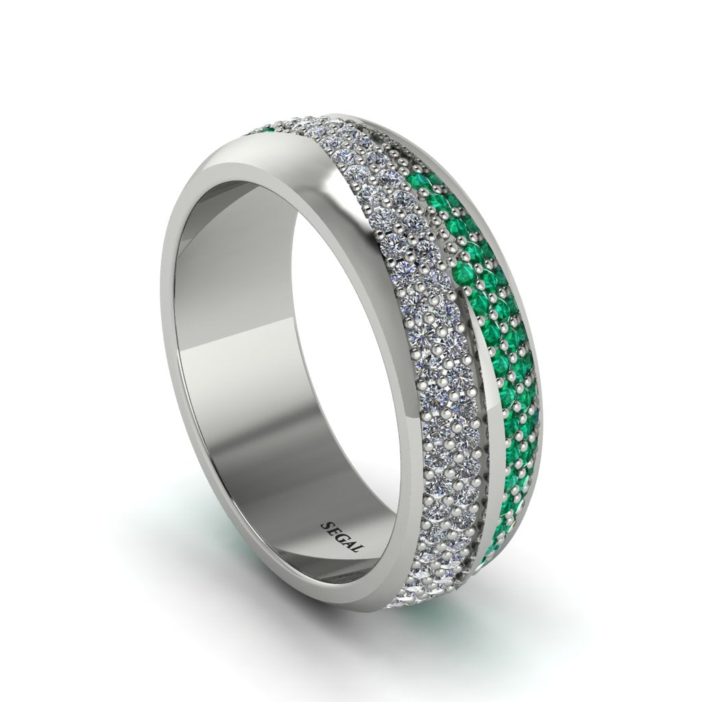 1.4Ct Diamond & Emerald Eternity Wedding Ring - Merritt No. 18