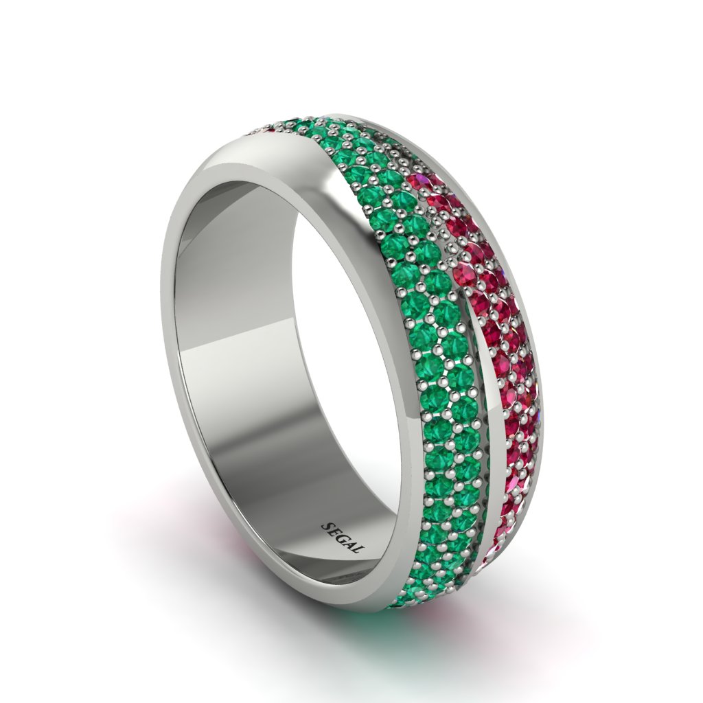 1.4Ct Emerald & Ruby Eternity Wedding Ring - Merritt No. 51