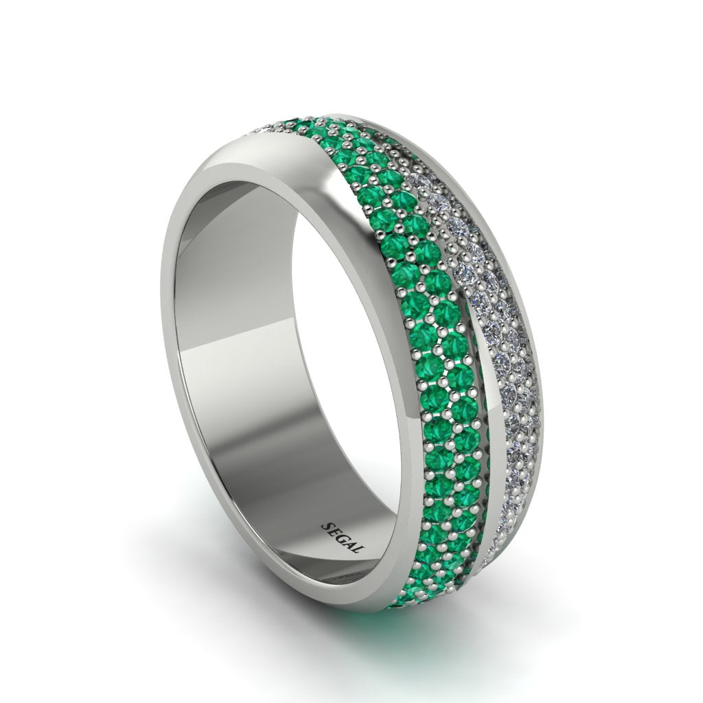 1.4Ct Emerald & Diamond Eternity Wedding Ring - Merritt No. 6