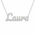 Laura name necklace in solid 14K White Gold, handmade in Los Angeles