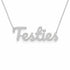 Testies name necklace in solid 14K White Gold, handmade in Los Angeles