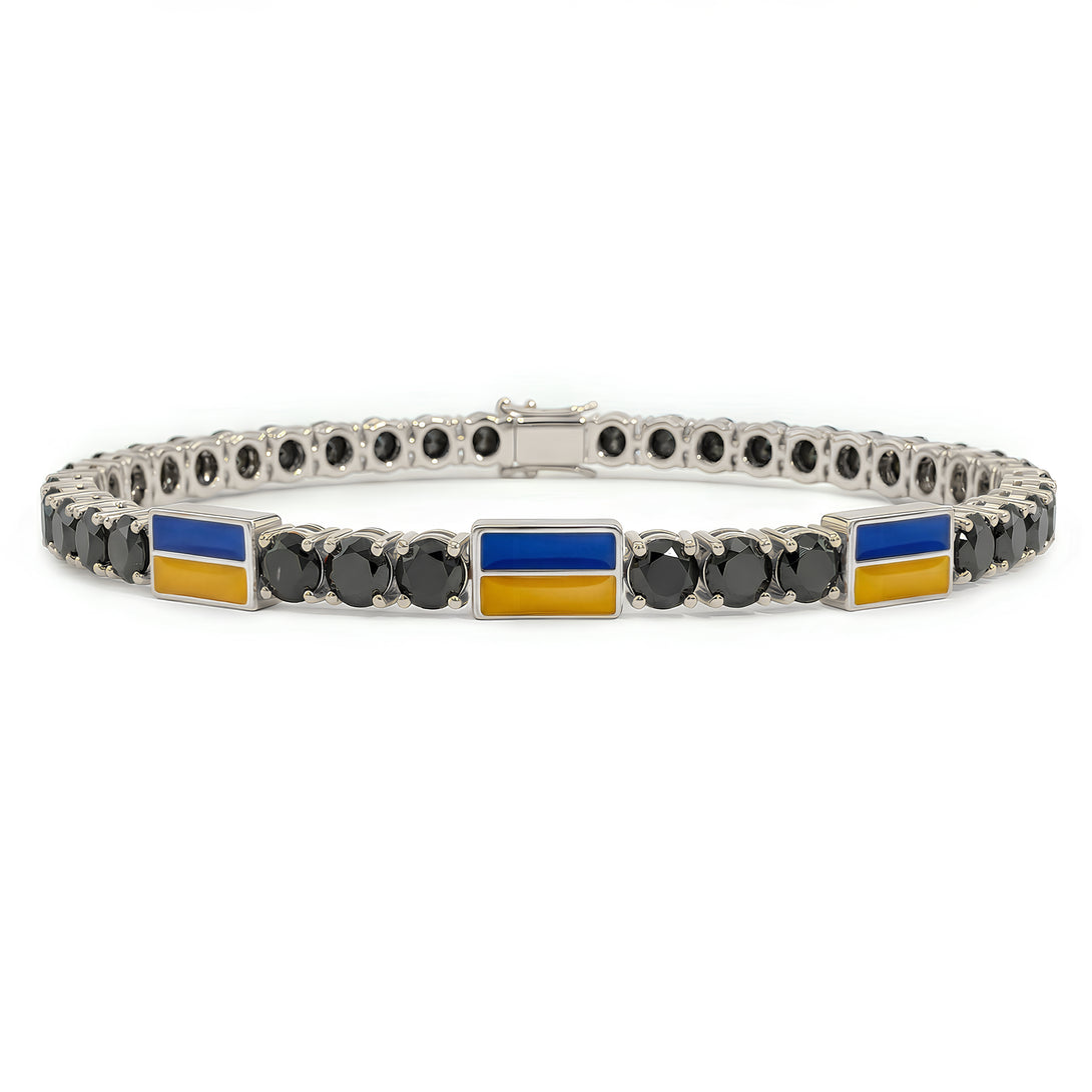 Black Diamond Tennis Bracelet with Ukraine Flag no. 9