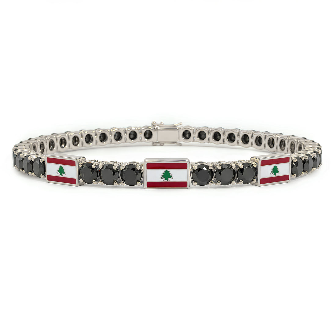 Black Diamond Tennis Bracelet with Lebanon Flag no. 9