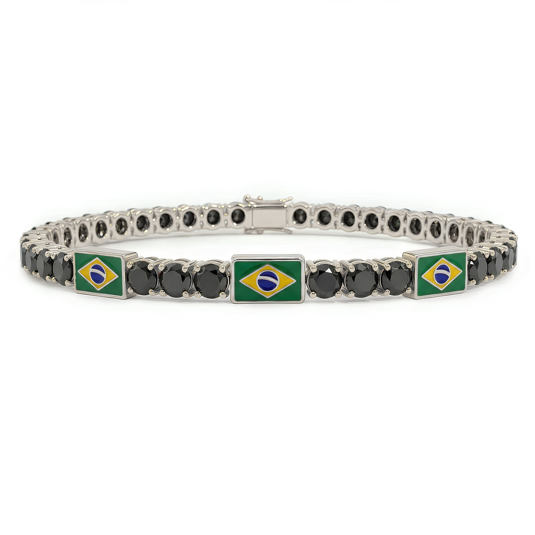 Black Diamond Tennis Bracelet with Brazil Flag no. 9