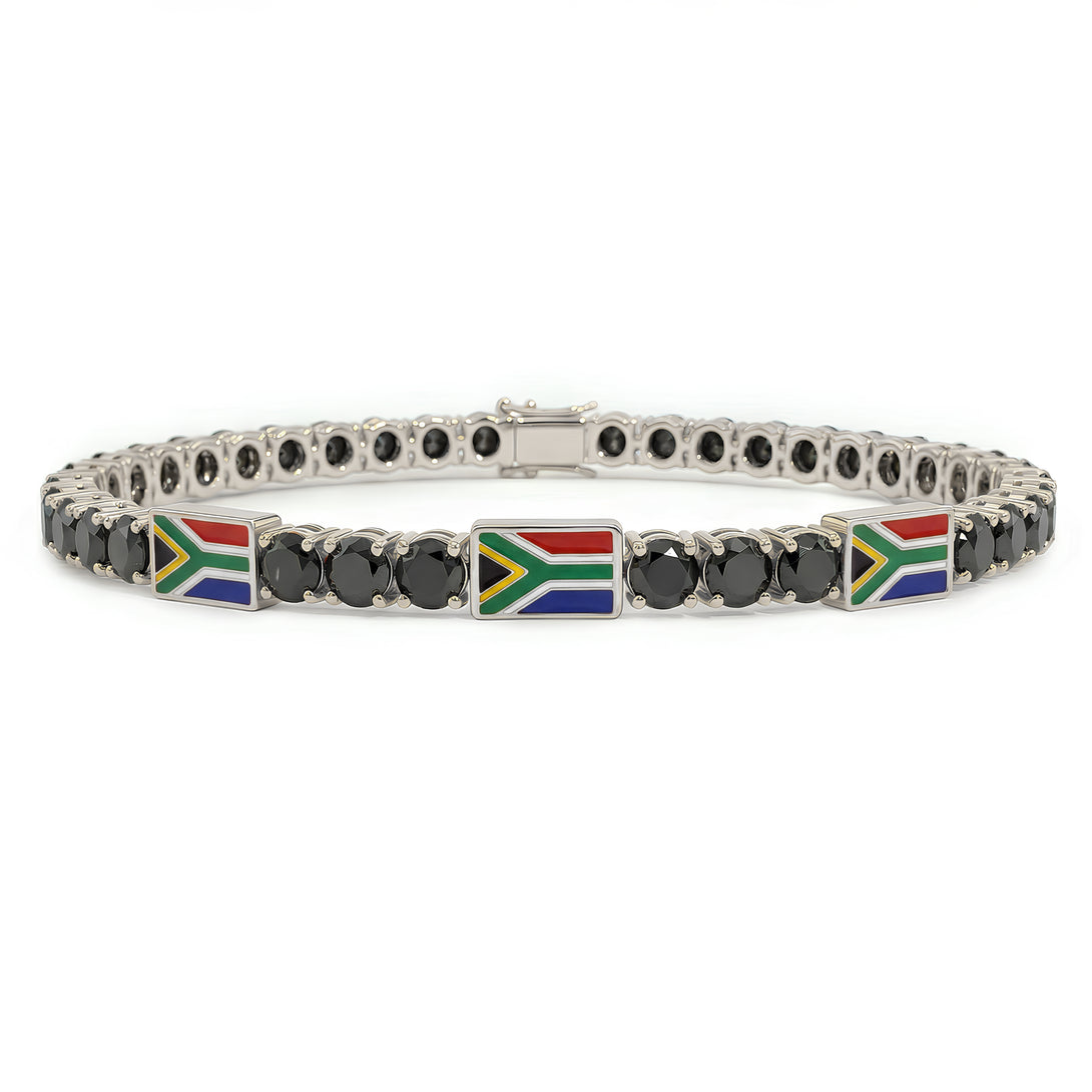 Black Diamond Tennis Bracelet with South Africa Flag no. 9