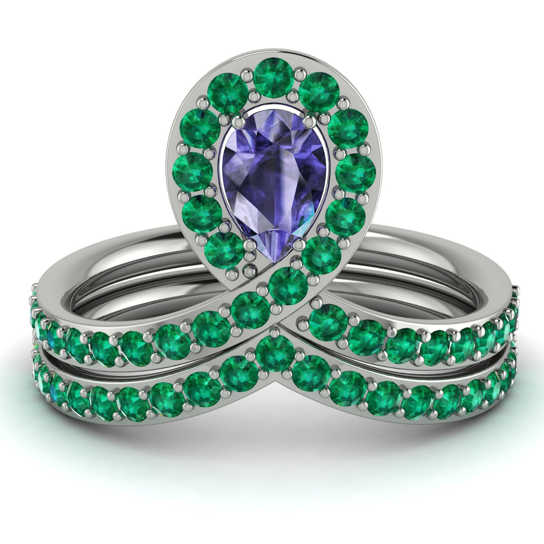Tanzanite Pear Shape Stacking Bridal Set - Emilia No. 206