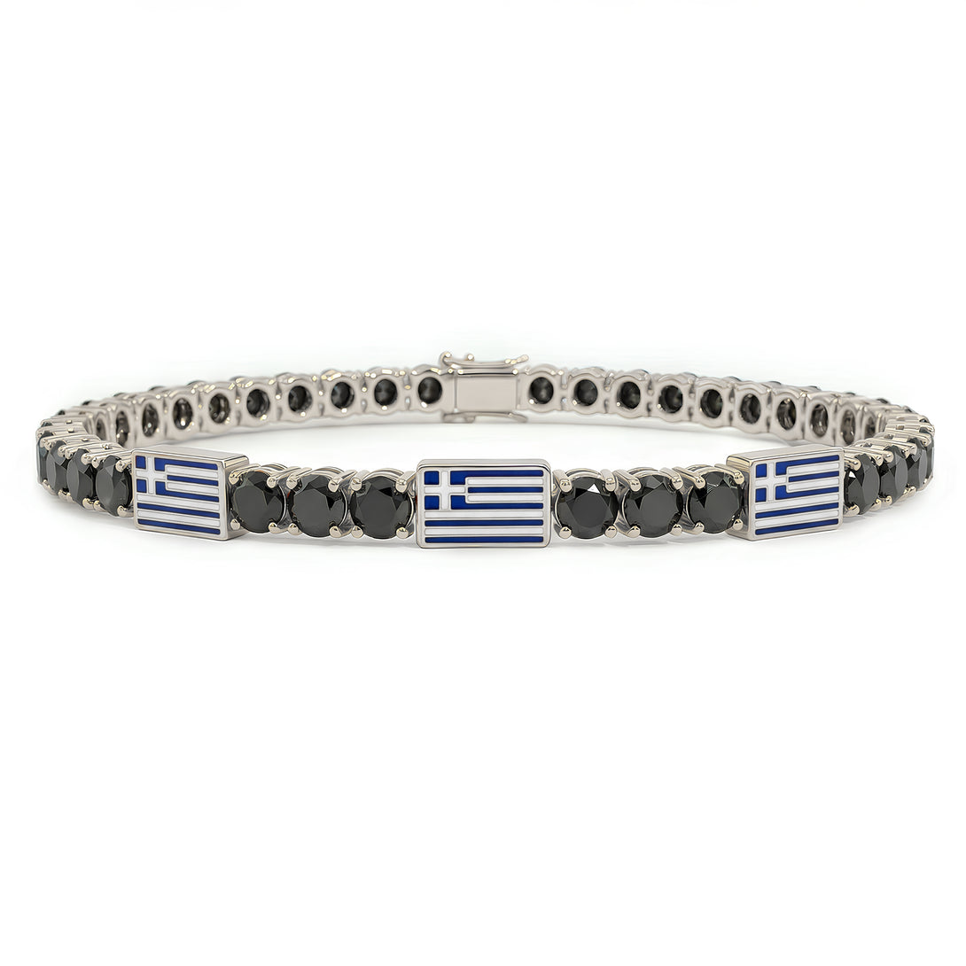 Black Diamond Tennis Bracelet with Greece Flag no. 9