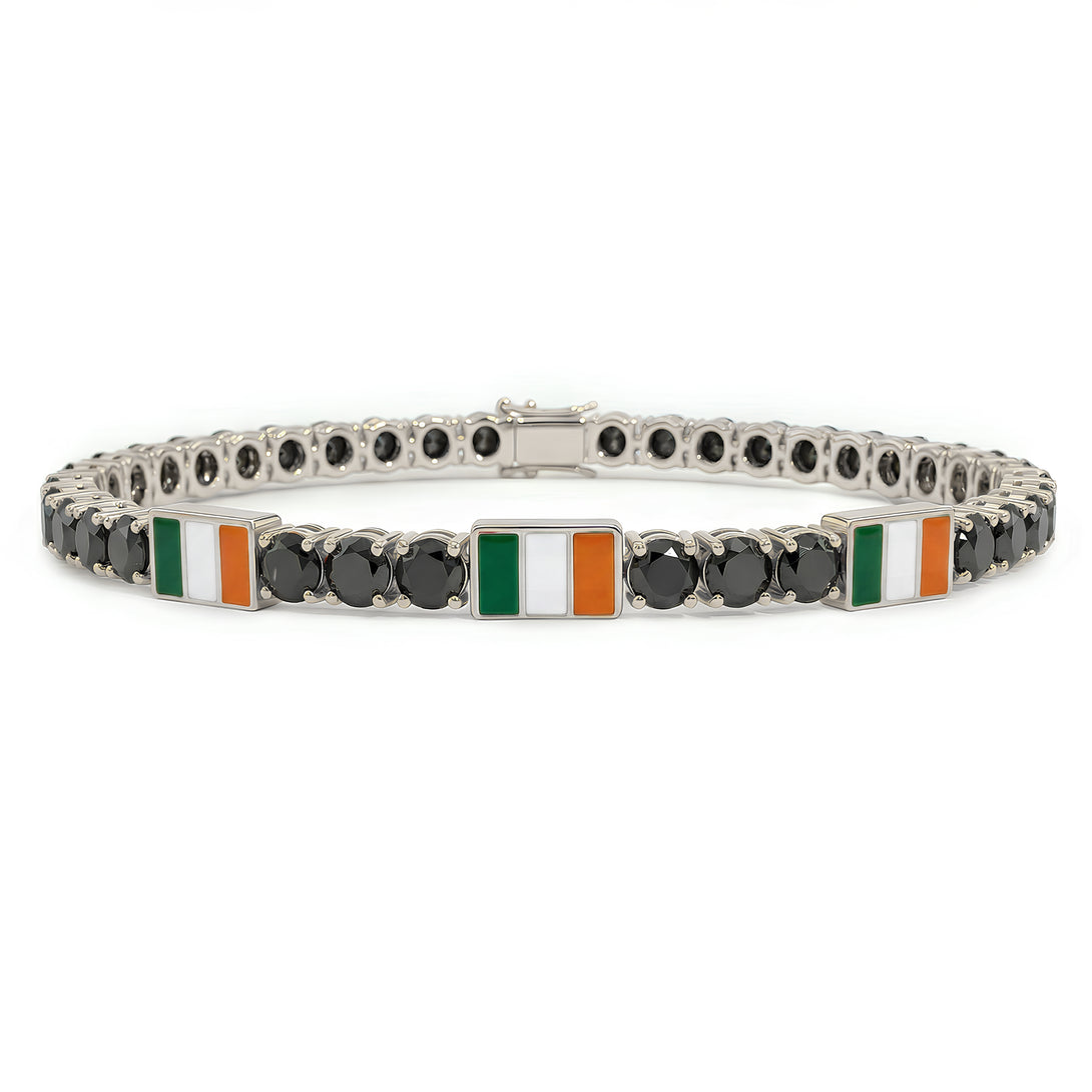 Black Diamond Tennis Bracelet with Ireland Flag no. 9