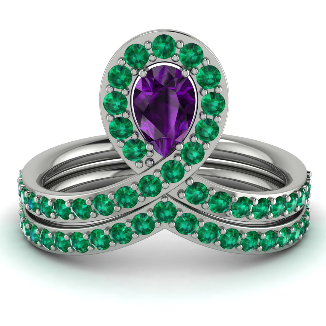 Amethyst Pear Shape Stacking Bridal Set - Emilia No. 306