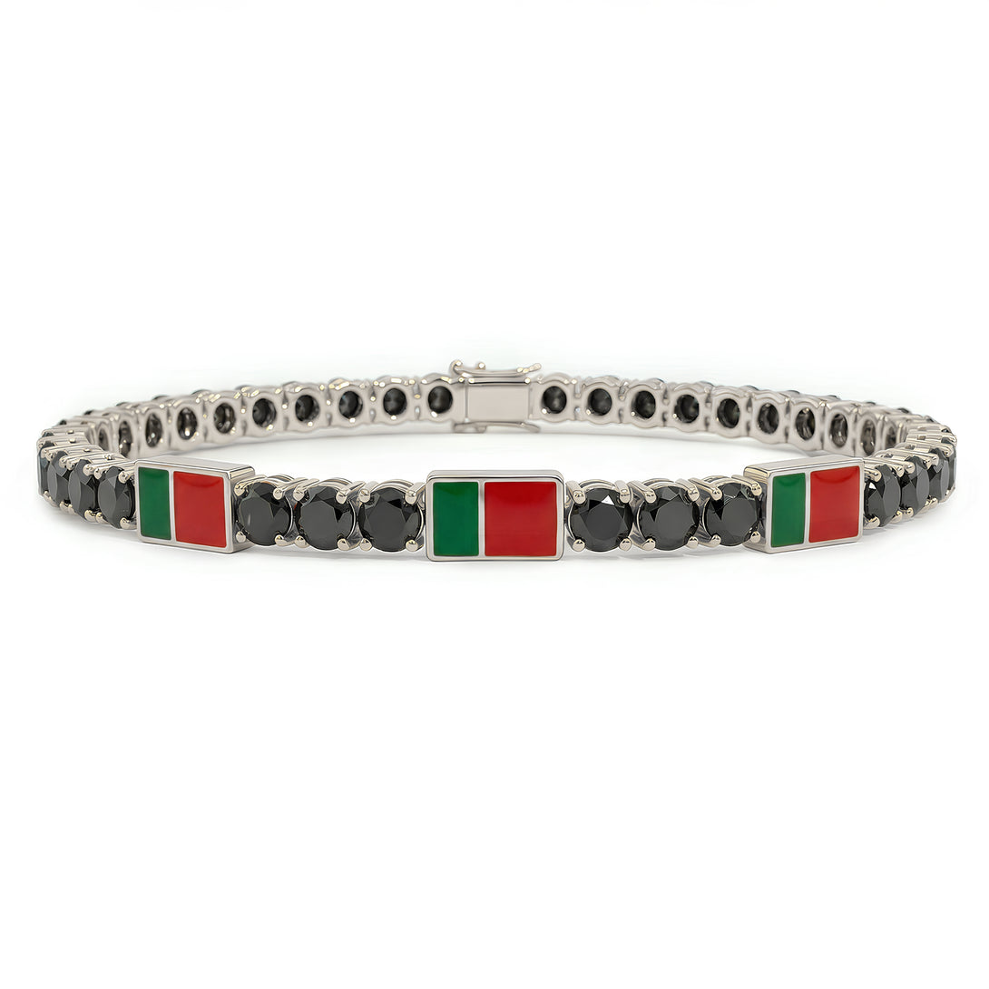 Black Diamond Tennis Bracelet with Portugal Flag no. 9