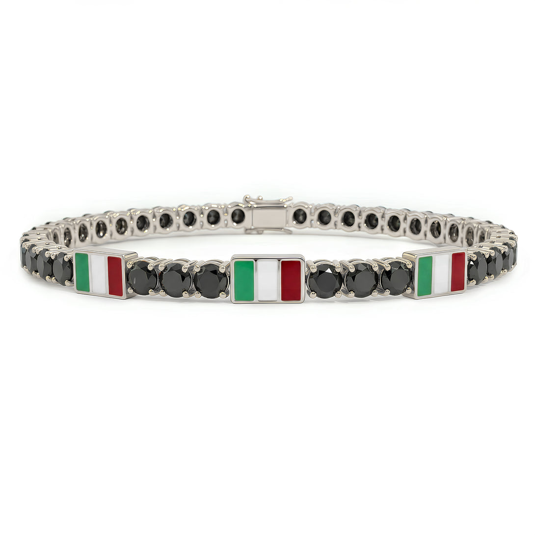 Black Diamond Tennis Bracelet with Italy Flag no. 9