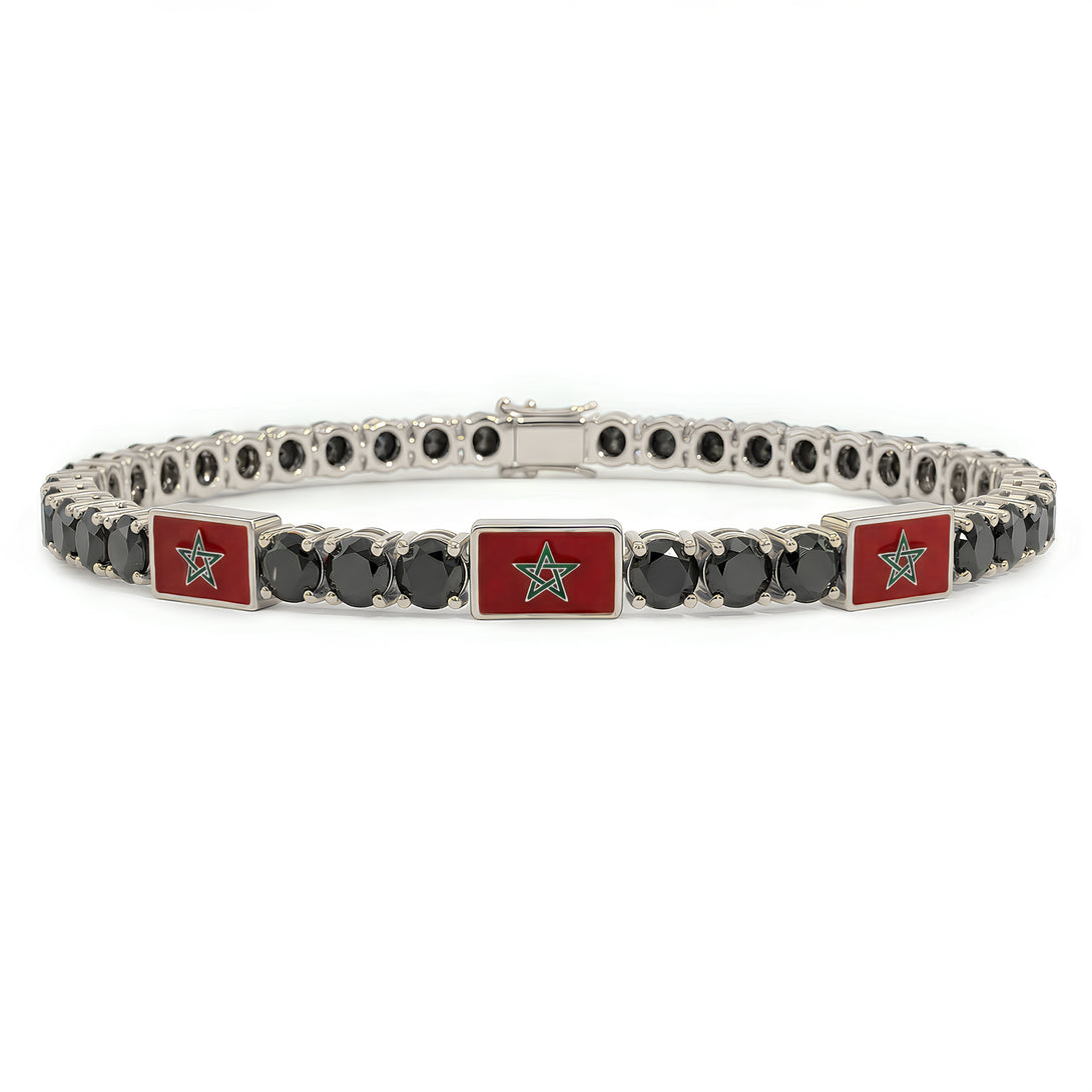 Black Diamond Tennis Bracelet with Morocco Flag no. 9