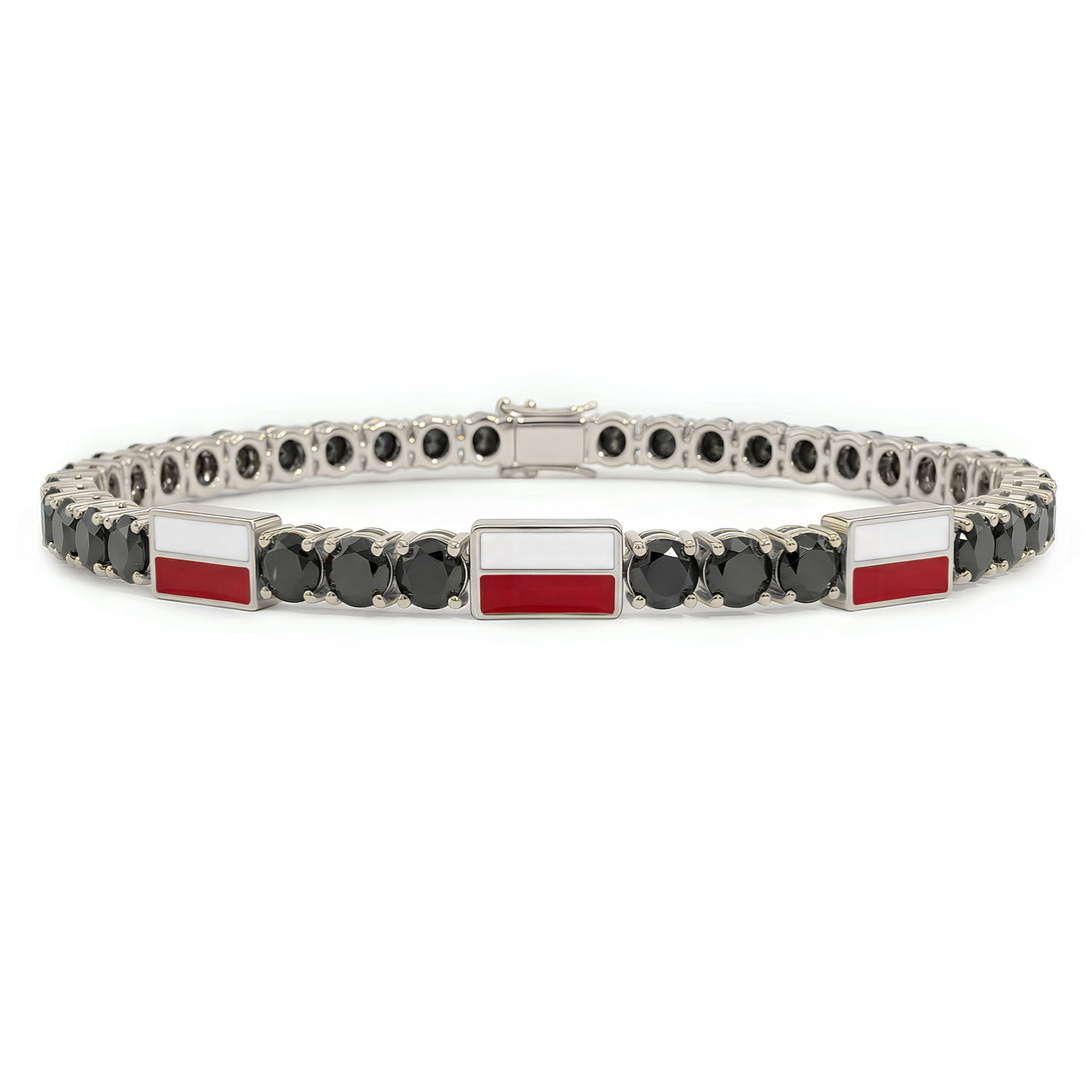 Black Diamond Tennis Bracelet with Poland Flag no. 9