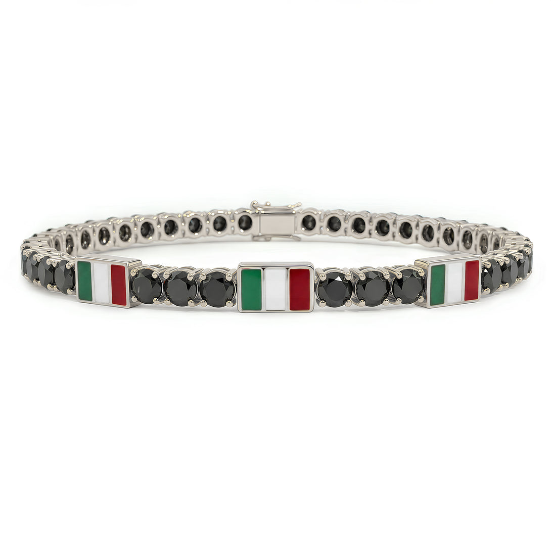 Black Diamond Tennis Bracelet with Mexico Flag no. 9