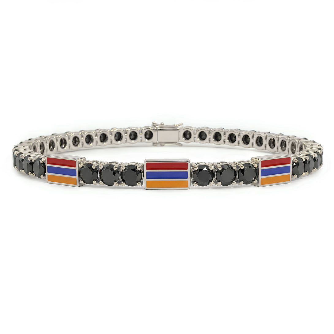 Black Diamond Tennis Bracelet with Armenia Flag no. 9