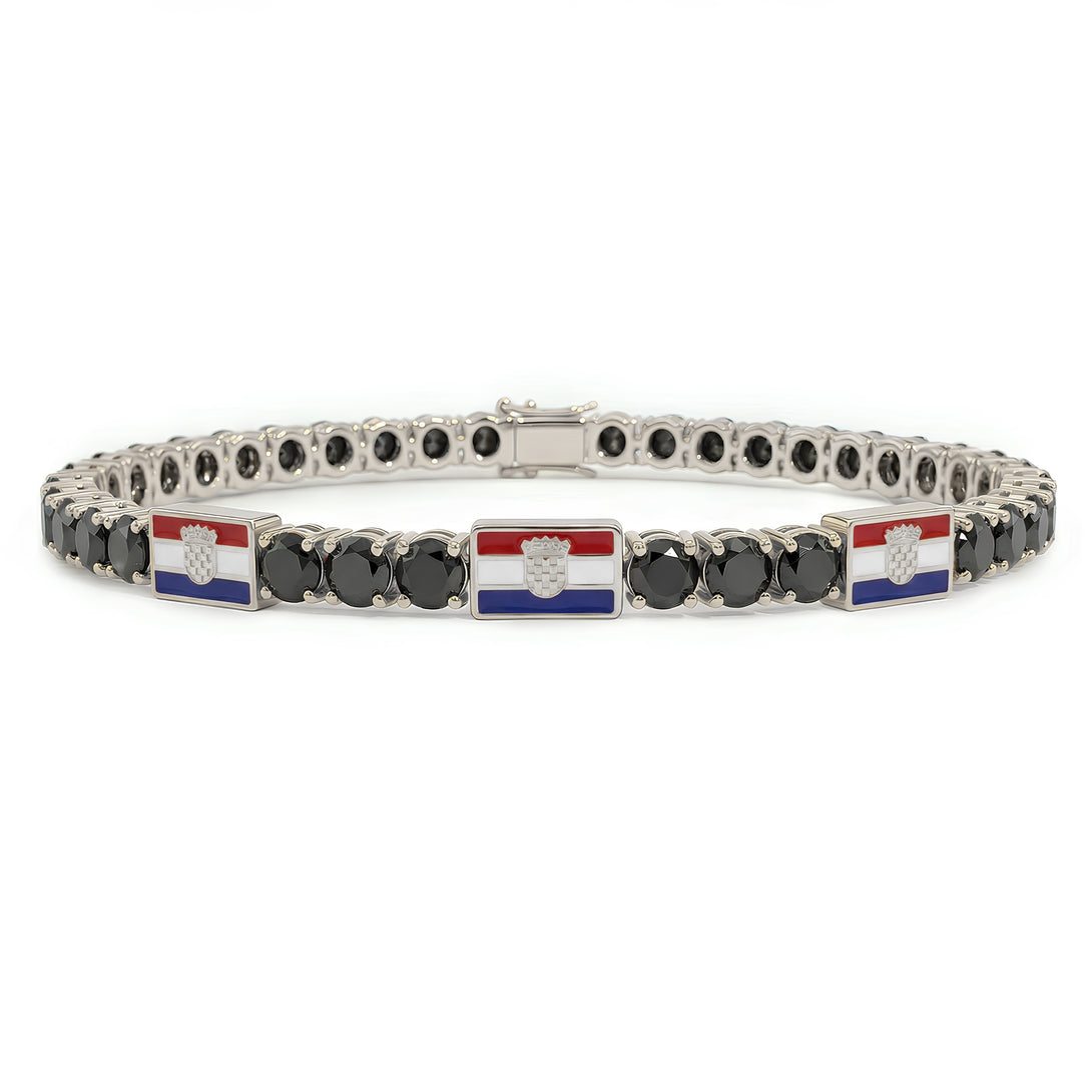 Black Diamond Tennis Bracelet with Croatia Flag no. 9