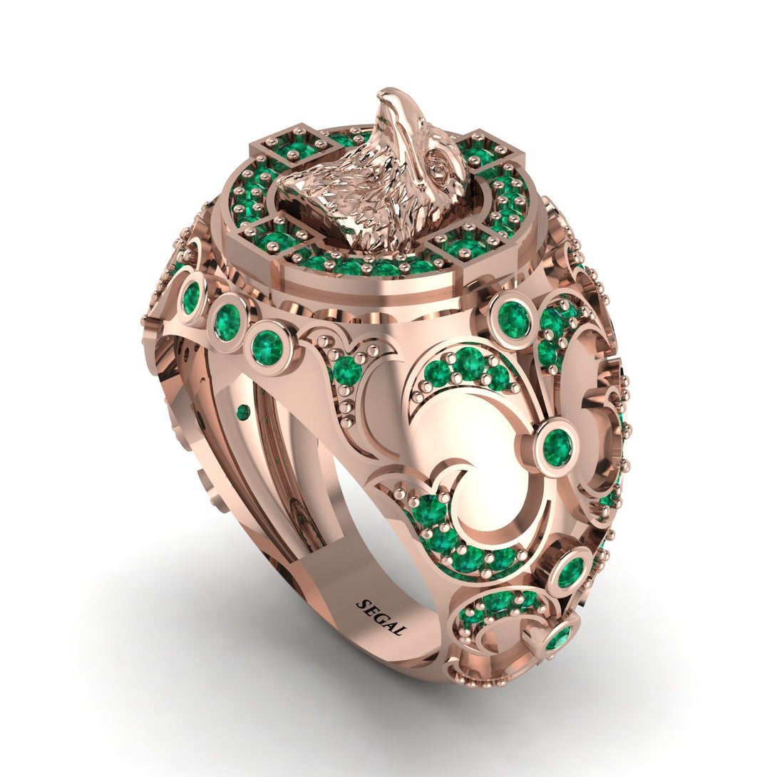 Emerald Majestic Eagle Men’s Fashion Ring - Caleb No. 5