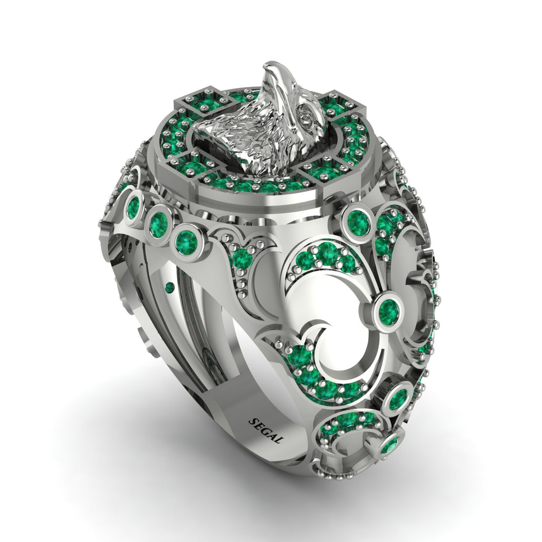 Emerald Majestic Eagle Men’s Fashion Ring - Caleb No. 6