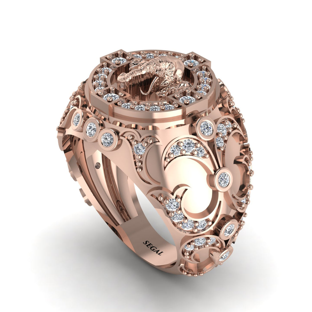 Diamond Bespoke Elephant Men’s Fashion Ring  - Charles No. 2