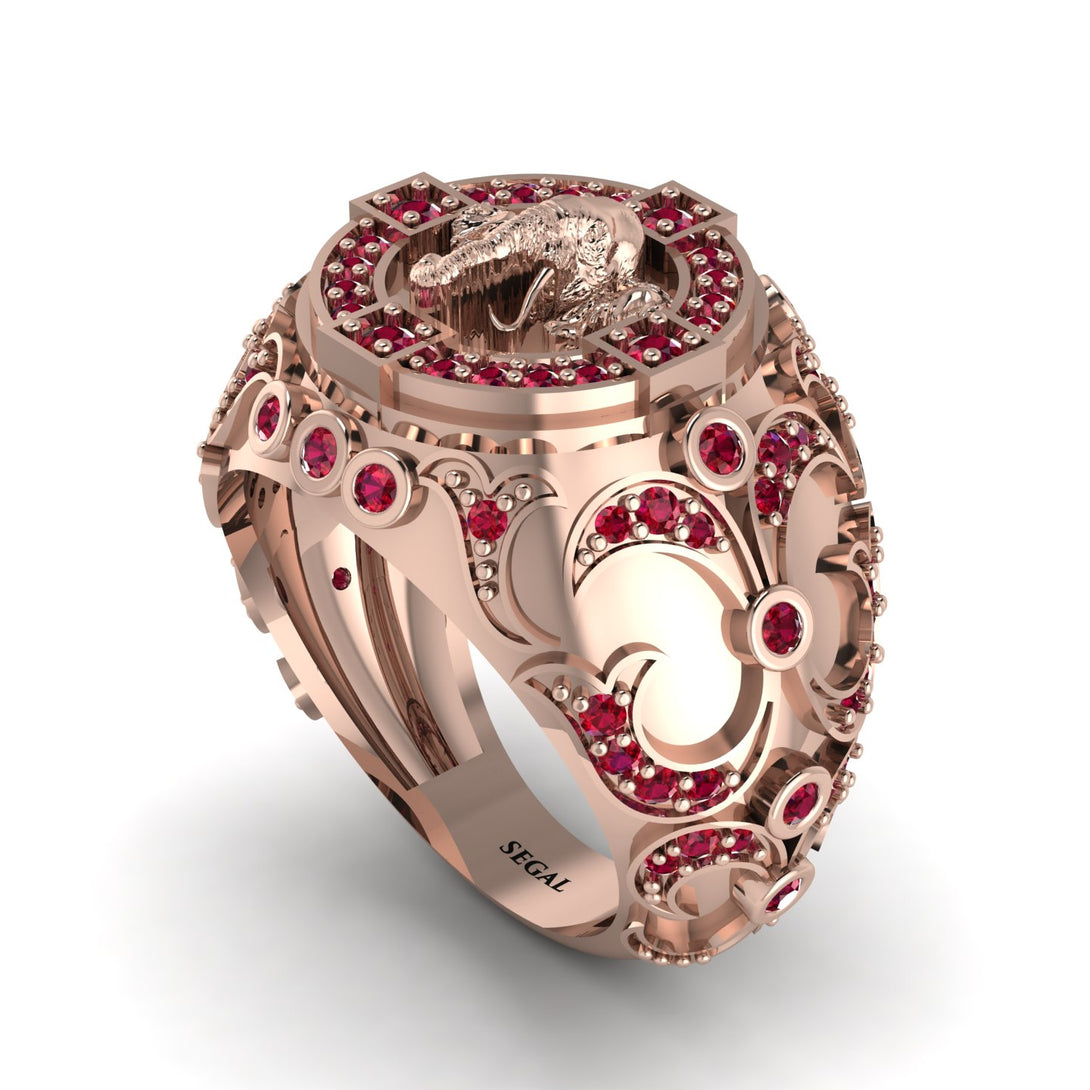 Ruby Bespoke Elephant Men’s Fashion Ring  - Charles No. 11