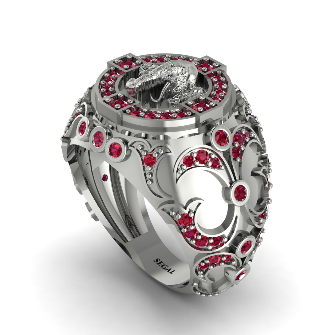 Ruby Bespoke Elephant Men’s Fashion Ring  - Charles No. 12