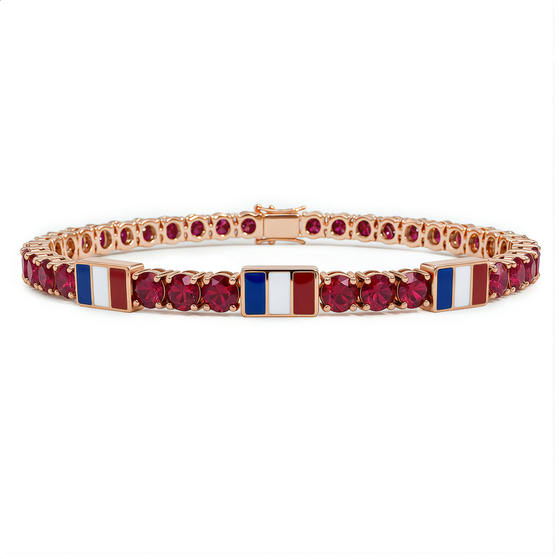 Ruby Tennis Bracelet with France Flag no. 11