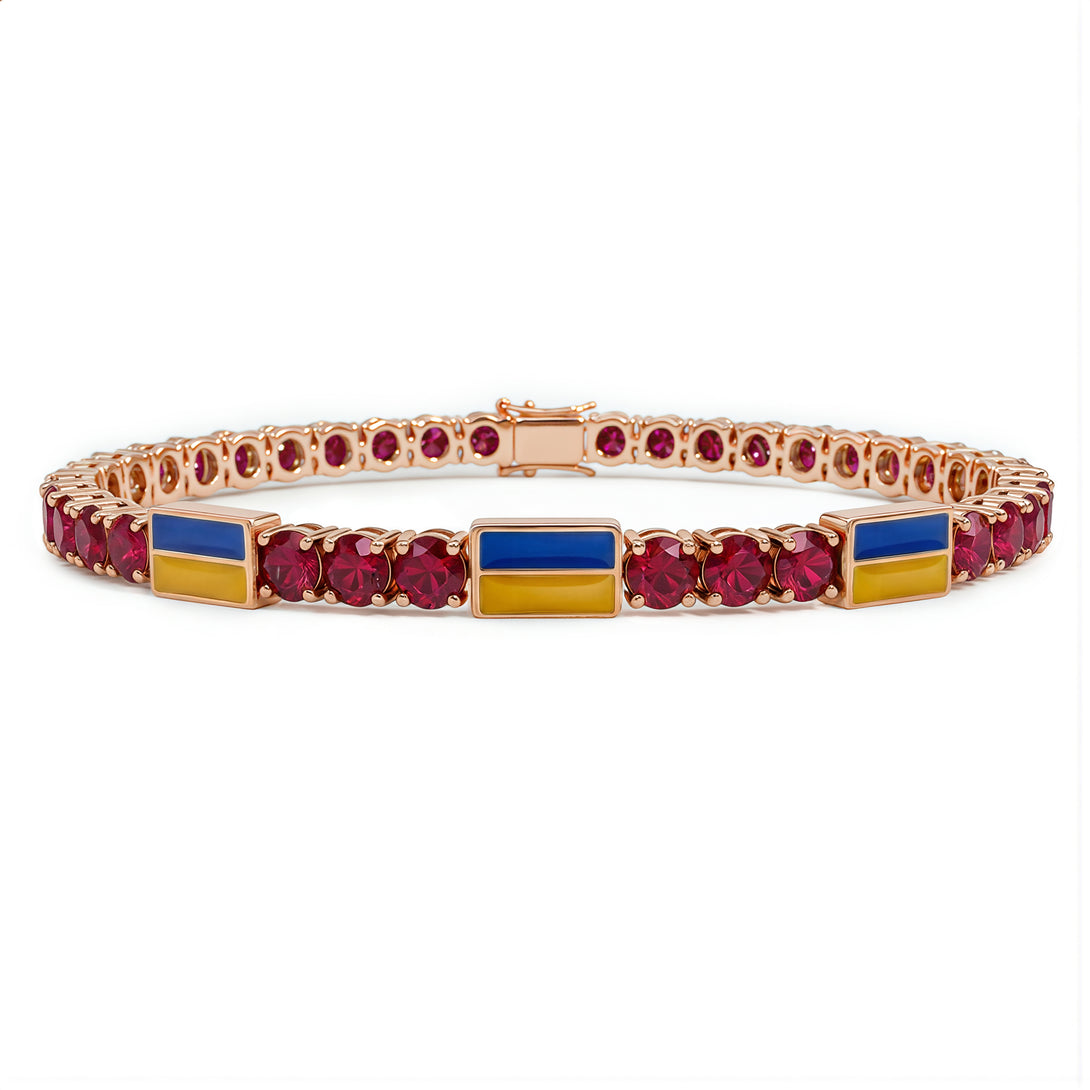 Ruby Tennis Bracelet with Ukraine Flag no. 11