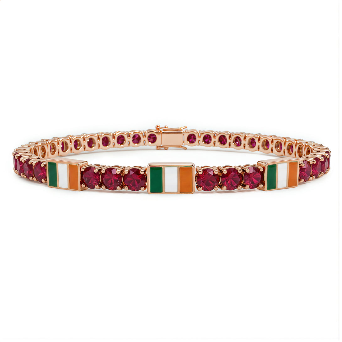 Ruby Tennis Bracelet with Ireland Flag no. 11