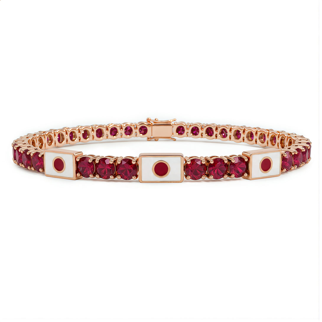 Ruby Tennis Bracelet with Japan Flag no. 11