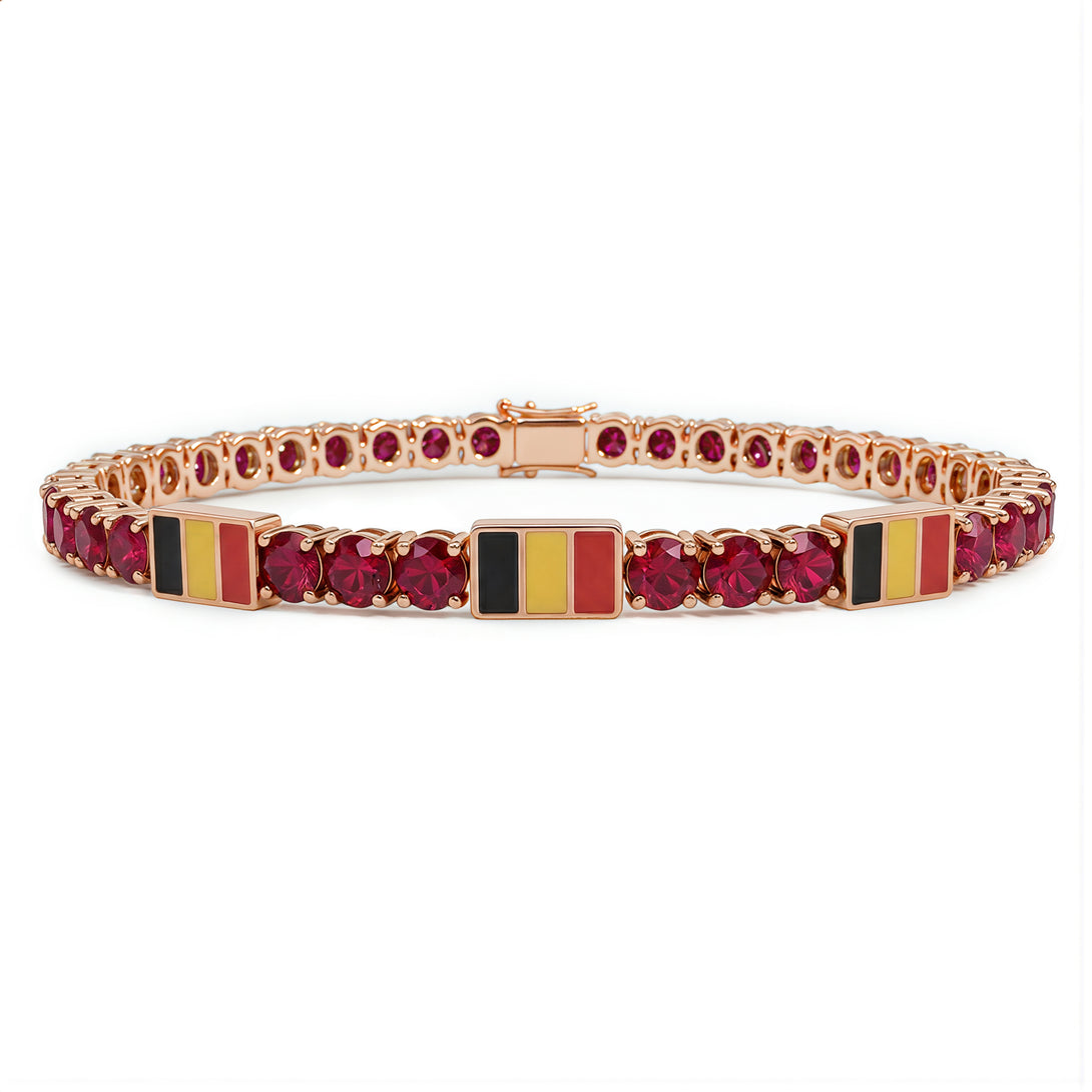 Ruby Tennis Bracelet with Belgium Flag no. 11