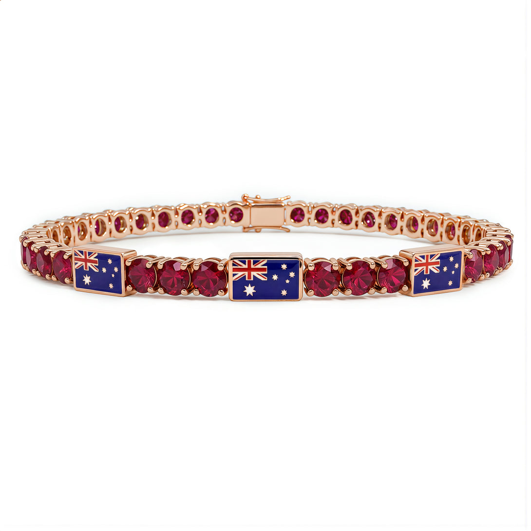 Ruby Tennis Bracelet with Australia Flag no. 11